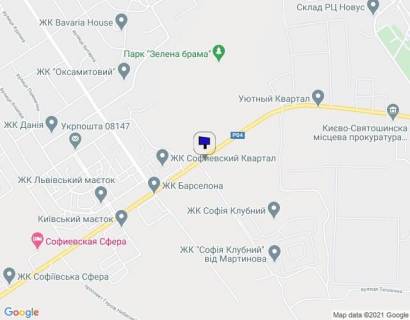 Billboard A in Sofiivska Borshchagivka, 6х3  s. Sofiivs'ka Borsagivka, st. Soborna, 75 m. za povorotom na st. Zelenu , bila viddilu prodaziv ZK " Sense City" ( v napramku Kieva) scheme