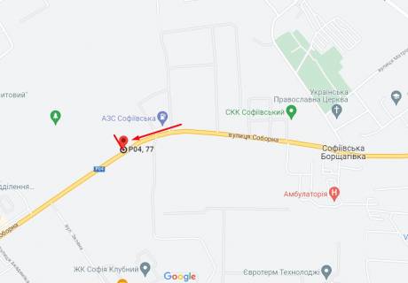 Billboard A in Sofiivska Borshchagivka, 6х3  s. Sofiivs'ka Borsagivka, st. Soborna, 120, v napramku z Kieva, storona A scheme