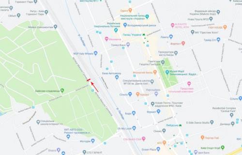 Billboard A in Kyiv, 3x6  Grincenka M. st., 7-j vid Protasovogo Aru, bila Bajkovij st., v centr scheme