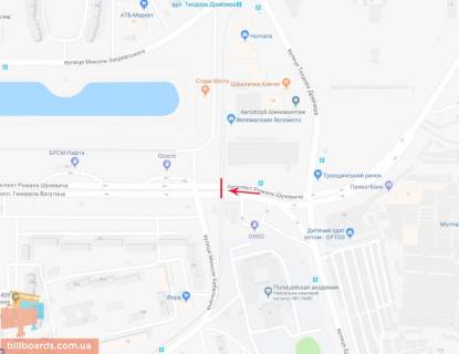 Non-Standard B in Kyiv Slahoprovid tramvajnij cerez pr-t Suhevica Romana na peretini Kibal'cica st. i Zakrevs'kogo, do centru (zliva) scheme