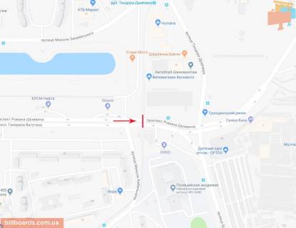 Non-Standard B in Kyiv Slahoprovid tramvajnij cerez pr-t Suhevica Romana na peretini Kibal'cica st. i Zakrevs'kogo, vid centru (livoruc) scheme