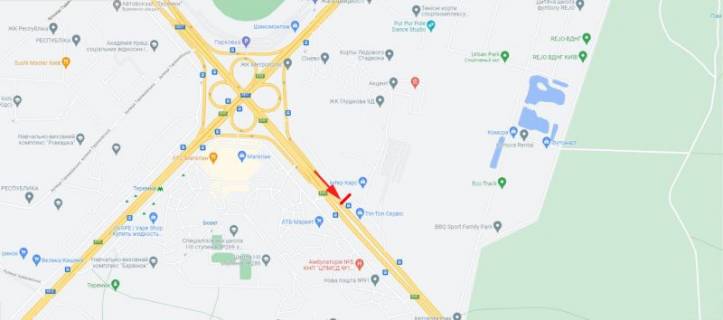 Billboard  in Kyiv, 5,76x2,86  50.3665602202, 30.4638647257, scheme