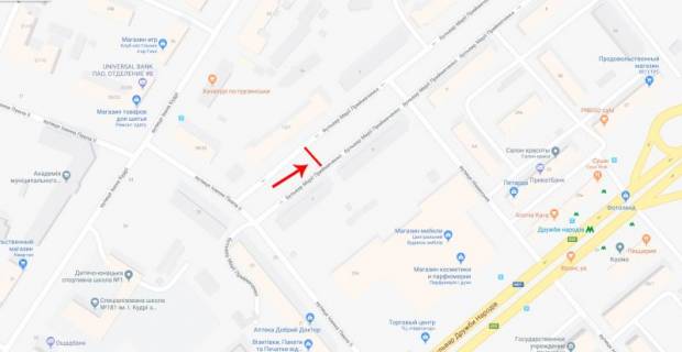 Citylight A in Kyiv, 1,2x1,8  Primacenko Marii bul'v. 1/27, bul'varna castina, ruh v napramku bst. L. Ukrainki scheme