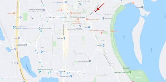 Billboard  in Kyiv, 3x6  50.5135595600, 30.5077189200, scheme