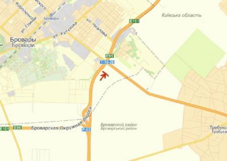 Billboard A in Brovary, 3x6  viizd z Kieva, do Cernigova, do kotedz. mistecka Knazici 27 km scheme