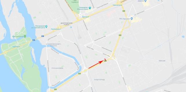 Billboard B in Kyiv, 3x6  Sobornosti pr-t.,  8/2, ruh v napramku Darnic'koi pl. scheme