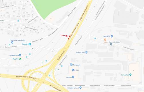 Non-Standard A in Kyiv Slahoprovid na peretini Naddniprans'kogo sose ta st. Budindustrii, zboku avtostancii "Vidubici" scheme