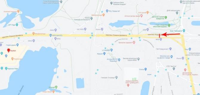 Megaboard A in Kyiv, 12x4  Suhevica Romana pr-t, na perehresti do Pivnicnogo mostu, navproti supermarketu "Novus" scheme