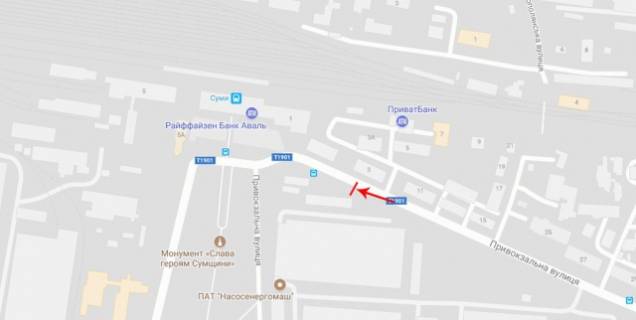 Billboard B in Sumi Privokzal'na st., bila  z\d vokzalu, No1 scheme