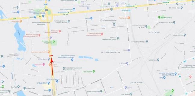 Megaboard A in Kyiv, 12x4  Kil'ceva doroga 27, do Peremogi pr-t, st.m. Akademmistecko scheme