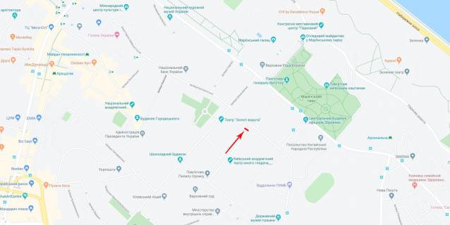 Cityscroll B in Kyiv, 1.2x1.8  Lips'ka st.  7/22, bul'varna castina, ruh v napramku Lips'kij av. scheme