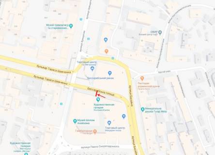 Cityscroll B in Kyiv, 1,2x1,8  Bessarabs'ka plosa bila bud. 1/3 No2, Arena Siti, ruh v napramku bst. T. Sevcenko scheme