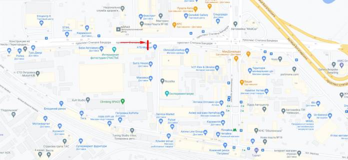 Video Billboard A in Kyiv, 3x6  Banderi Stepana pr-t 8 - 435639 scheme
