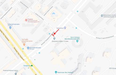 Cityscroll A in Kyiv, 1,2x1,8  Almazova generala st. 11, na svitlofori, ruh v napramku  pl. L.Ukrainki scheme