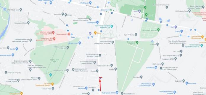 Video Billboard A in Kyiv, 3,14x2,32  Teligi O. st. 3 medicnij centr "Sinevo", ruh v napramku st. Dorogozic'ka - 376359 scheme