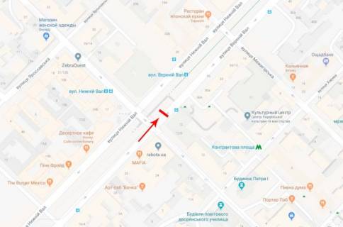 Cityscroll A in Kyiv, 1,2x1,8  Verhnij Val st. 12/28, na svitlofori, ruh v napramku st.m. "Kontraktova Plosa" scheme