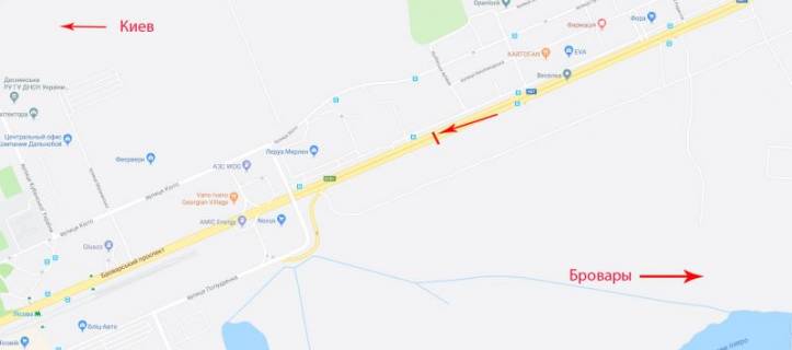 Billboard A in Kyiv, 3x6  Brovars'kij pr-t, ruh v napramku m.Kiiv scheme