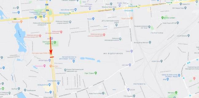 Video Billboard A in Kyiv, 12x4  Kil'ceva doroga 27, vid Peremogi pr-t, st.m. Akademmistecko - 530519 scheme