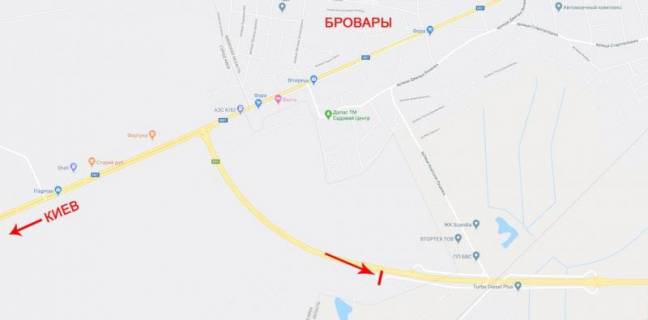 Billboard  in Kyiv, 12x4  50.4827075600, 30.7530237000, Недалеко від м. Бровари. scheme