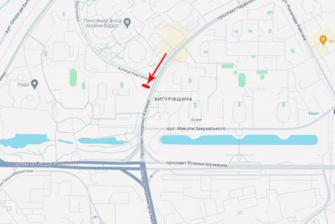 Billboard A in Kyiv, 3x6  Червоної Калини 1/9 перетин з Каштановою scheme