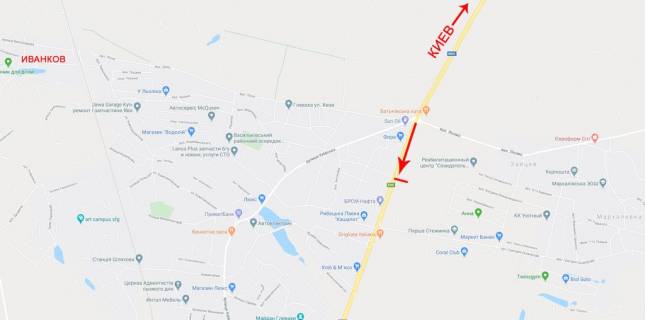 Megaboard B in Ivankiv, 12x4  viizd z Kieva, do Odesi, bila n.p.Glevaha, novogo mosta, poruc AZS, do kotedz. mistecka Sadok visnevij scheme