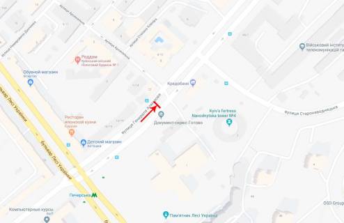 Cityscroll A in Kyiv, 1,2x1,8  Almazova generala st. 11, na svitlofori, ruh vid pl. L.Ukrainki scheme