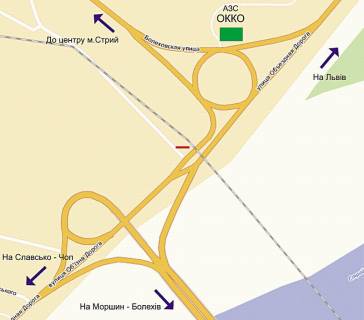 Billboard B in Stry, 6х3  V'izd do mista (Zapravka OKKO) scheme