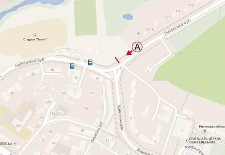 Billboard A in Rivne, 6х3  Naberezna  - st. Kavkaz's'ka obl derz administracia scheme