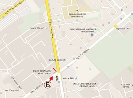 Billboard B in Rivne, 6х3  Grusevs'kogo ( TRCCajka)  - Cervonia -  Bogoavlens'ka scheme