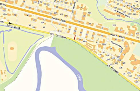 Billboard B in Lutsk, 6х3  Glusec' (of. centr) scheme