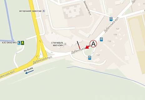 Billboard A in Rivne, 6х3  Kulika i Gudaceka -  Dubens'ka (livij) scheme