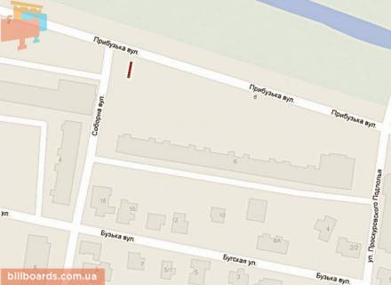 Billboard A in Khmelnitsky, 6х3  Pribuzs'ka 6, st. A  (bila Epicentru) scheme