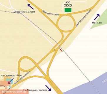 Billboard A in Stry, 6х3  V'izd do mista (Zapravka OKKO) scheme