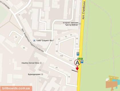 Billboard A in Lviv, 6х3  Strijs'ka - st. Saharova (do perehresta)(zliva) scheme