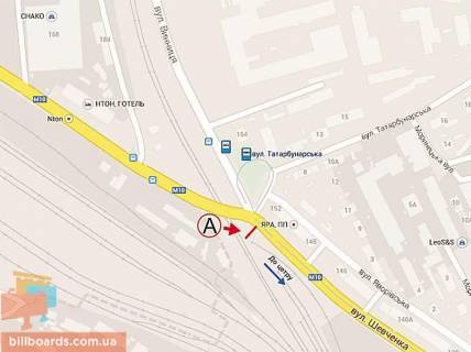 Billboard A in Lviv, 6х3  Sevcenka (pereizd cerez mist, kinceva zupinka  tramvaa No7) do centru scheme