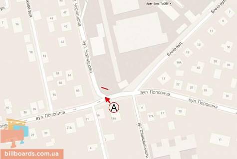 Billboard A in Rivne, 6х3  Popovica  -  Dudea ( poruc z ogorozeu avtorem.zav.) P scheme