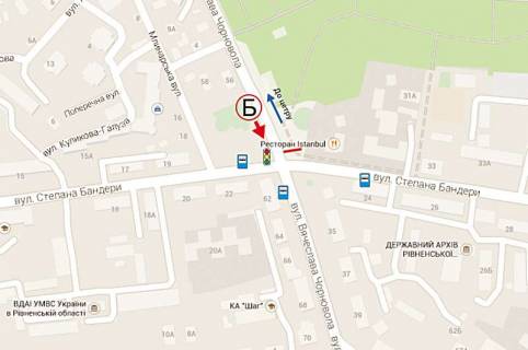 Billboard B in Rivne, 6х3  Cornovola -  Banderi st B scheme