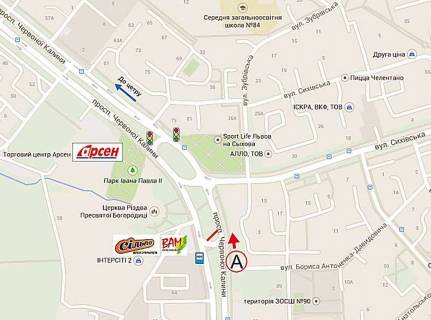 Prismatron, Prism A in Lviv, 6х3  Cervonoi Kalini - Davidovica, (do Arsenu) supermarket VAM-SIL'̱PO - 188032 scheme