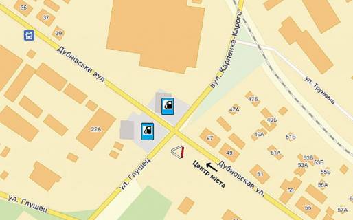 Billboard B in Lutsk, 6х3  Dubnivs'ka -  Karpenka -Karogo -Glusec' scheme