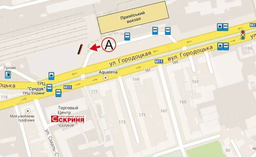 Billboard A in Lviv, 6х3  Gorodoc'ka K2 ( primis'kij vokzal, naproti privokzal'nij rinok st. A niznij No6 )  peron scheme