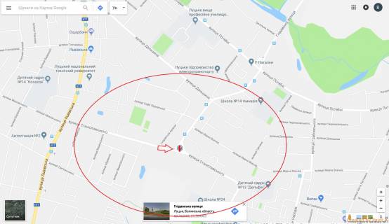 Billboard B in Lutsk st.Stanislavs'kogo (peretin st.Gnidavs'ka, Pidsipnikovij zavod, rajon DPZ) scheme