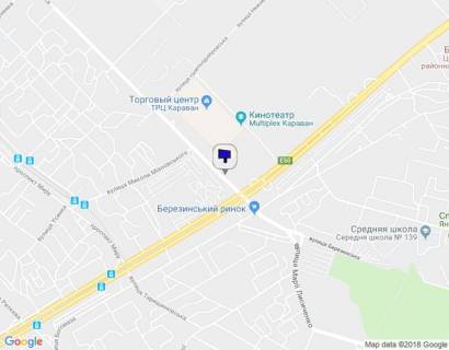 Billboard B in Dnipro (Dnipropetrovsk) st. Berezins'ka (TRK Karavan) 100 metriv vid perehresta scheme
