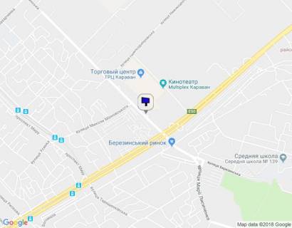 Billboard B in Dnipro (Dnipropetrovsk) st. Berezins'ka (TRK Karavan) 200 metriv vid perehresta scheme