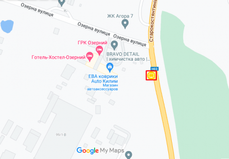 Billboard B in Khmelnitsky Starokonstantinivs'ke sose(Dendropark) scheme