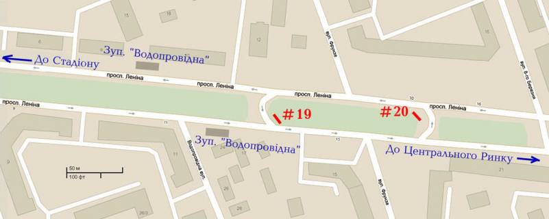 Prismatron, Prism A in Mykolaiv av.Central'nyj -st.Sossejnaa, bul'varnaa cast' prospekta. No7 PRIZMA, stA, Ot Stadiona k Rynku - 469566 scheme