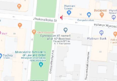 Citylight B in Odessa, 1.8x1.2  Zukovs'kogo st., 36 - Oleksandrivs'kij prosp. V scheme