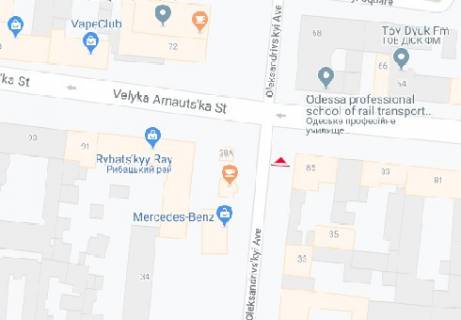 Citylight B in Odessa, 1.8x1.2  Preobrazens'ka st. - V. Arnauts'ka st. 99 B, zupinka scheme