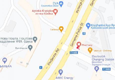 Video Billboard A in Odessa, 3x6  Semena Palia st. (vg. Krizanivka), (rozsirenna 576h288) - 472480 scheme