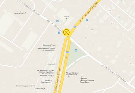 Billboard A in Odessa Inglezi ugol Komarova No12 A scheme