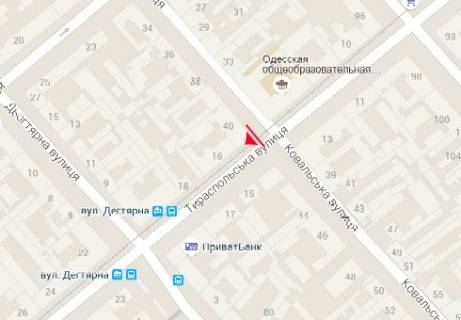 Citylight B in Odessa, 1.8x1.2  Tiraspol's'ka st., 16 - Kuznecna st. scheme